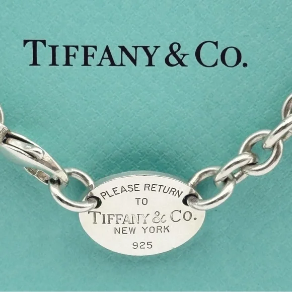 Tiffany & Co Return to Tiffany Oval Tag Choker Necklace Sterling Silver Gift Box - Picture 6 of 14